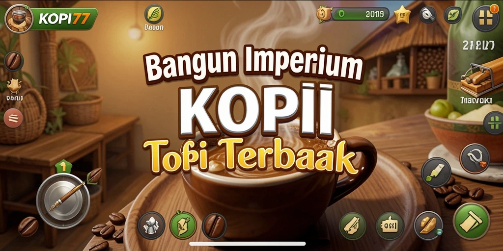 Tampilan gameplay KOPI77 yang menawan dengan suasana kedai kopi.