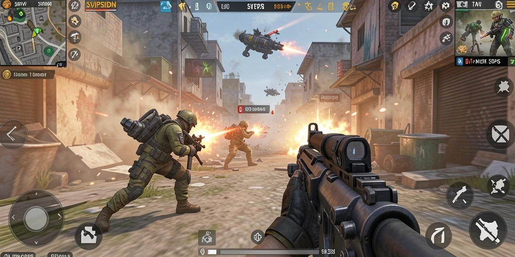 Screenshot gameplay SVIPSIDN yang menunjukkan aksi tembak-menembak yang intens.