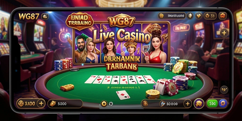 Tampilan menarik gameplay Live Casino di WG87 dengan interaksi langsung.