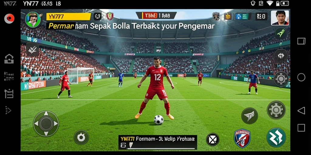 Tangkapan layar gameplay YN777 menampilkan aksi sepak bola yang menarik.
