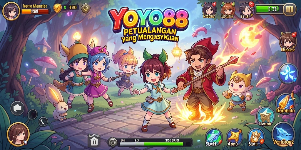Tampilan gameplay menarik dari YOYO88 yang penuh warna.